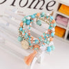 Multilayer Metal Bracelet Colorful Beads Coin Tassel Bracelets