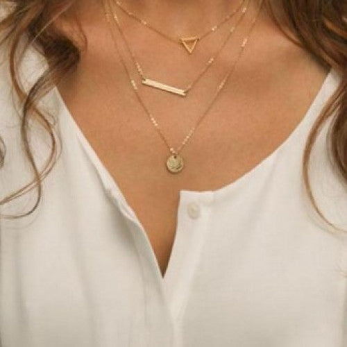 Gold Chain Multi Layer Necklace Statement For Women