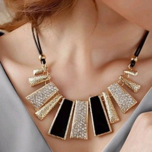 Enamel Bib Leather Braided Rope Chain Fashion Necklaces