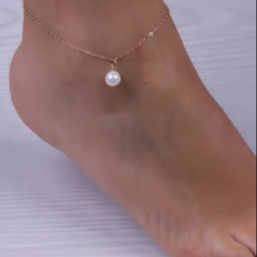 Women Pearl Bead Gold\Silver Ankle Chain Anklet Bracelet