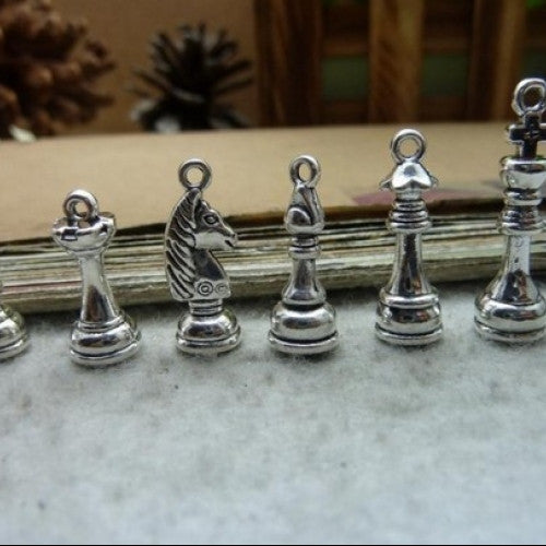 Chess Charm Pendant Findings Antique Silver