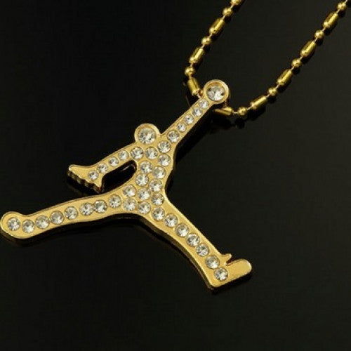 Rhinestone Pendant Gold Chain for Men Hipster Basketball Accessories